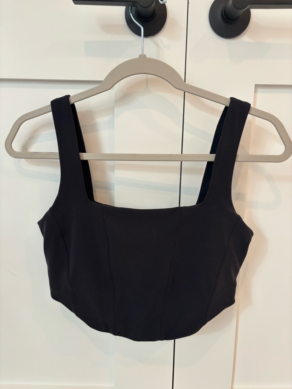 all in motion Black Square-Neck Cropped Tank